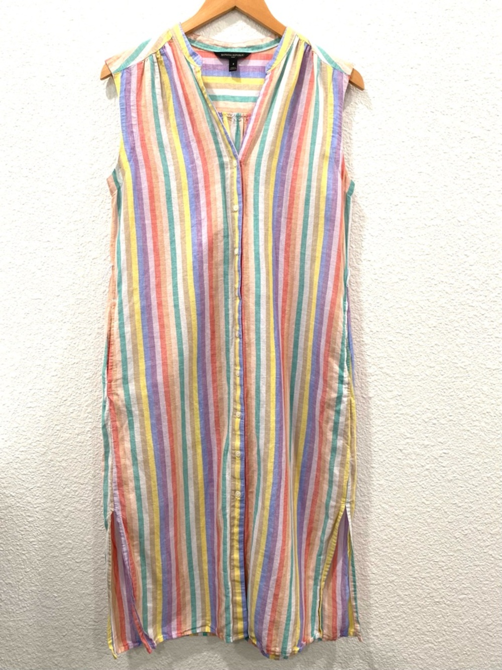 Banana Republic Dress Women’s Size 8 Sleeveless Linen Blend Summer Shirt Dress